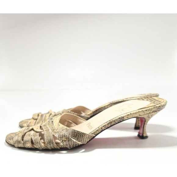 Christian Louboutin Python/Snakeskin Patterned Kitten Heels 1990's Sz 36 6 - Picture 1 of 11